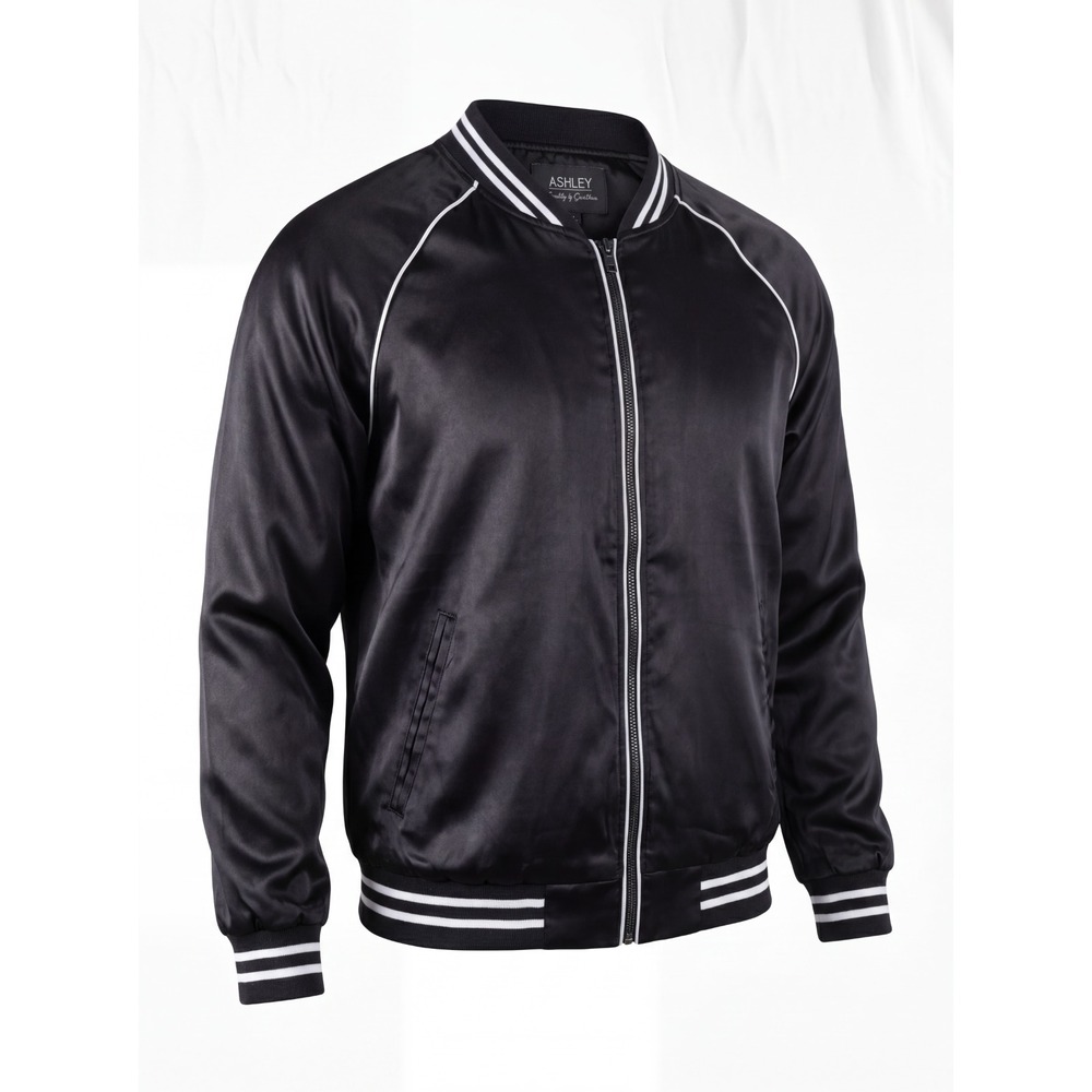 Ashely Black & White Bomber Baseball Dance Jacket Woman Size XL